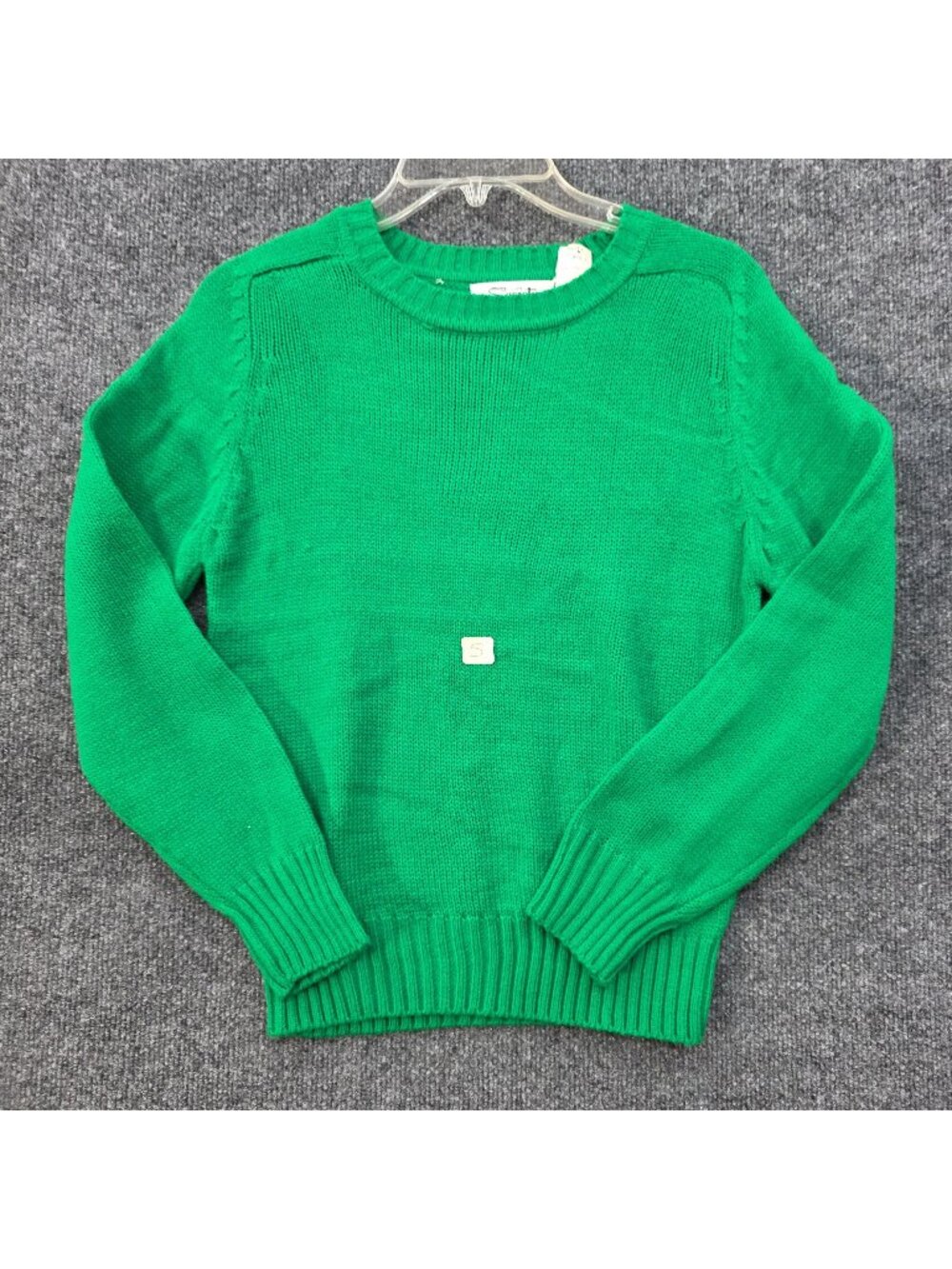 Vintage 80s Crew Sweater S Green Casual Preppy Minimalist Ivy St Patricks Day